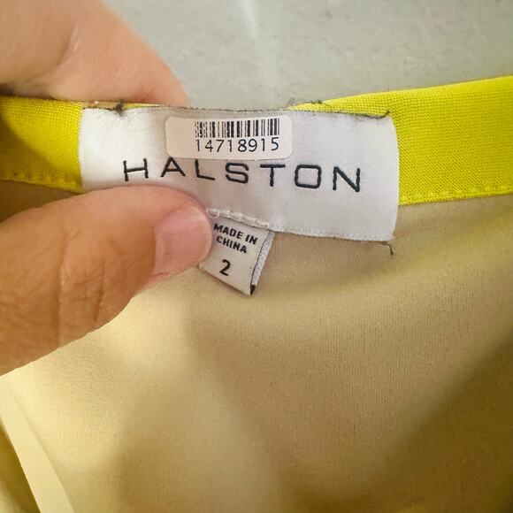HALSTON Yellow Lil Crepe Strapless Overlay Side Zipper Jumpsuit Dress Size 2 - Picture 10 of 16